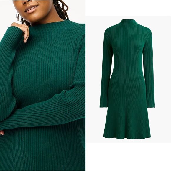 J. Crew Factory Dresses & Skirts - NWT J CREW Factory Ribbed mini sweater-dress in Academic green